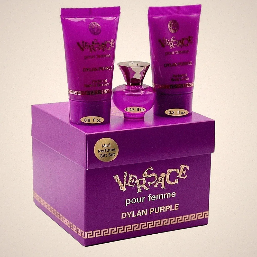 VERSACE DYLAN PURPLE FEMME MINI 5ml EDT + 25ml SHOWER GEL + 25ml BODY LOTION