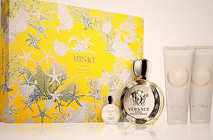 Versace Eros Pour Femme 4 Piece Gift Set for Women – Perfume + Lotion + Travel
