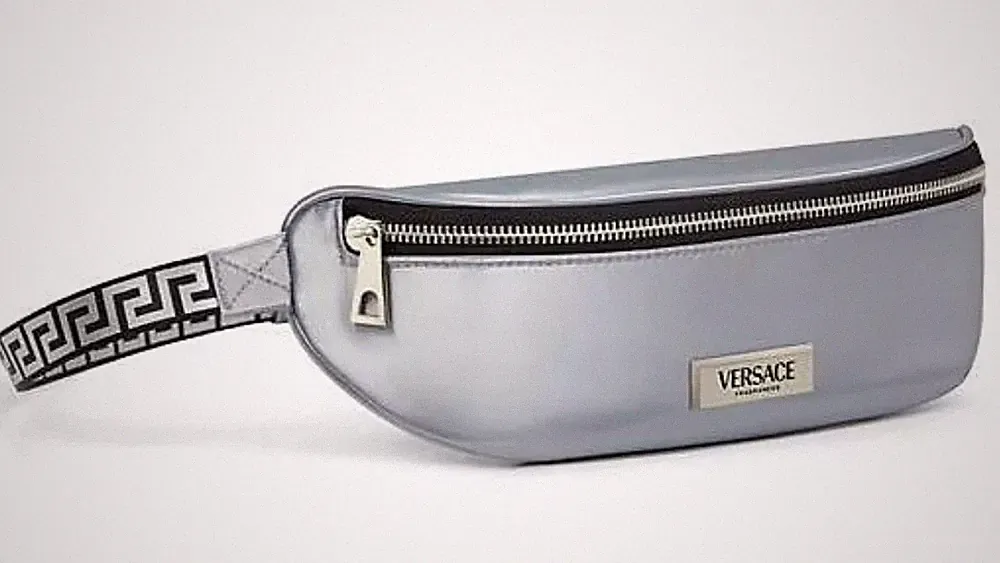 Versace Fragrances Perfume Silver Belt Bag Travel Pouch Fanny Pack Dust Bag New
