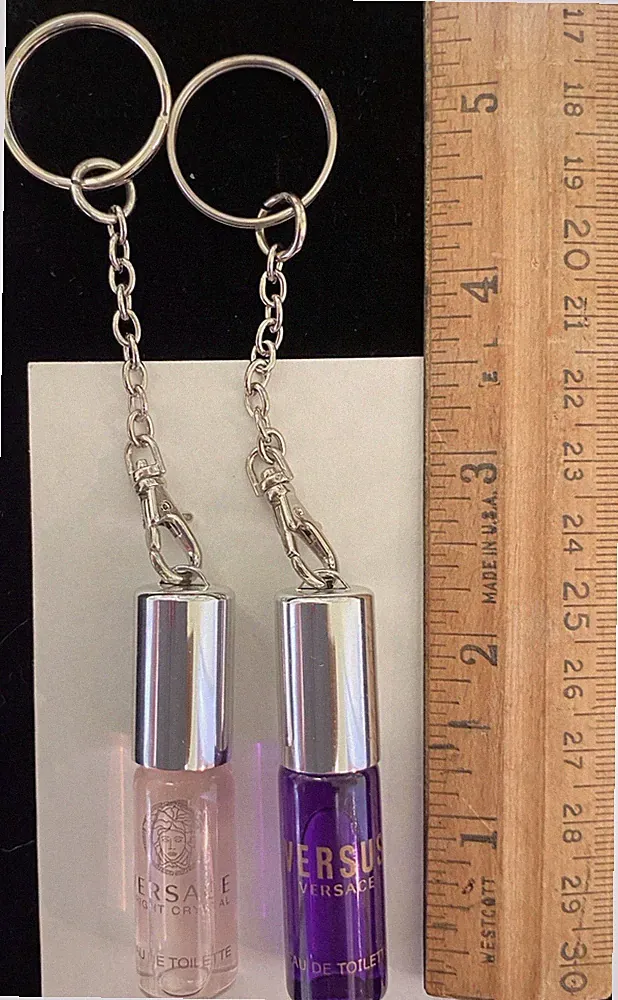 Versace Mini EDT rollerball Lot Versus,B Crystal charm Keyring 0.10 oz 2011