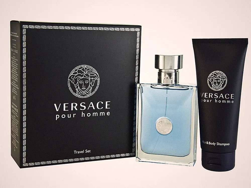 Versace pour homme 2 pcs set: 3.4 eau de toilette spray + 3.4 hair & body shampo