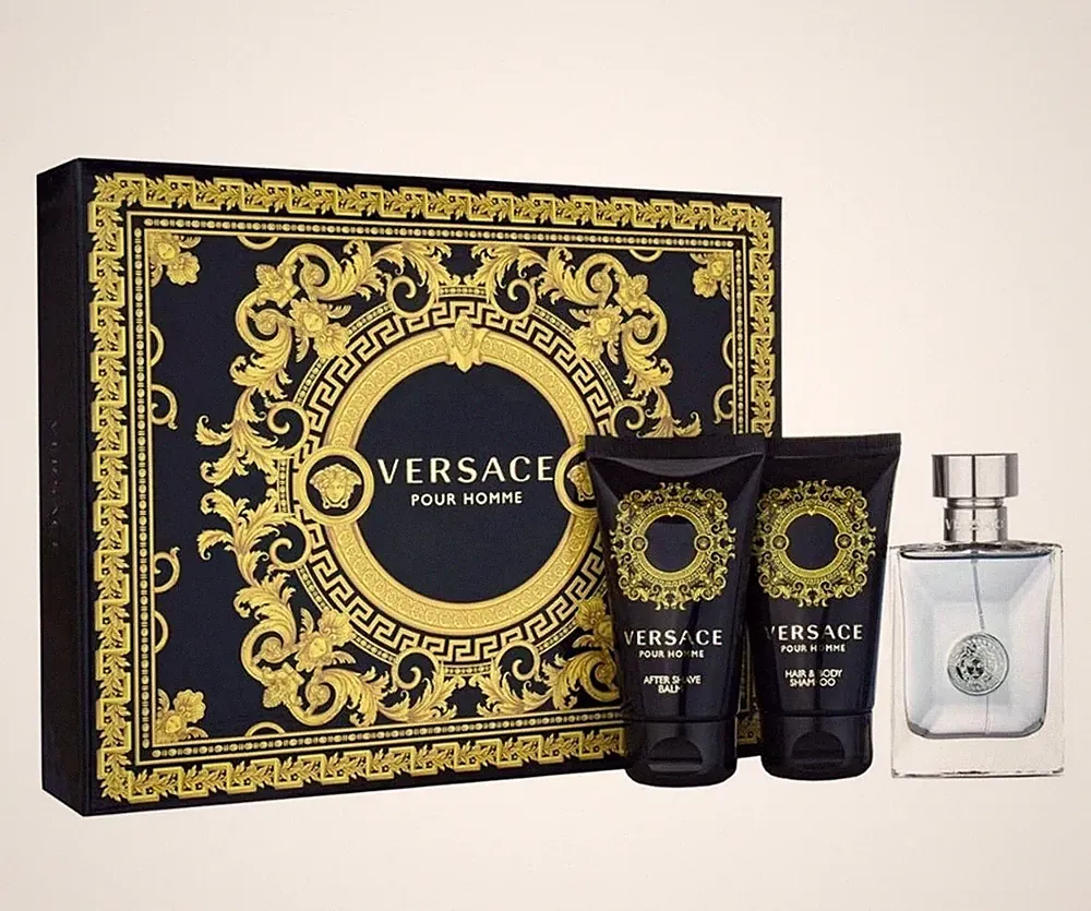 VERSACE POUR HOMME Gift/Fragrance Set (MEN)) EDT SPRAY-HAIR & BODY -AFTER SHAVE