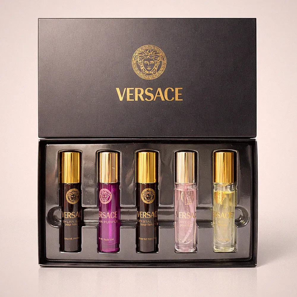 Versace Women Perfume Travel Spray Set 5pc Eros Bright Crystal Dylan Purple
